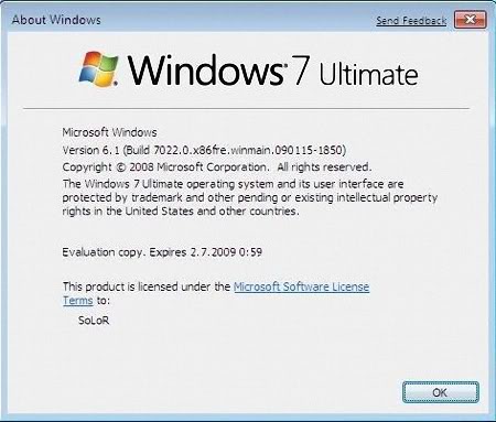 Microsoft® Windows™ 7 Build 7022 Winver7022yr0as3