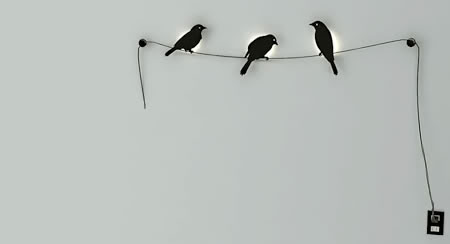 Desain Lampu yang Unik, Kreatif dan Keren Bird-on-wire-lamp