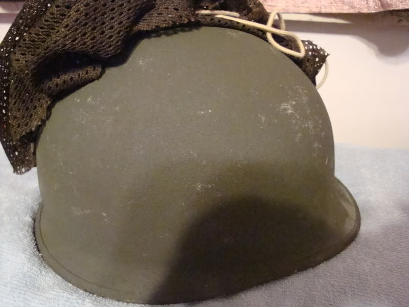 ISRAELI M1 HELMET with HOMEMADE NET from YOM KIPPUR WAR time period Israelihelmet1b