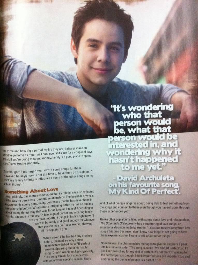 David in Singapore's "Teenage Magazine" Woot2