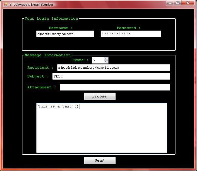 Shockwave Email Bomber v1.0 Email1