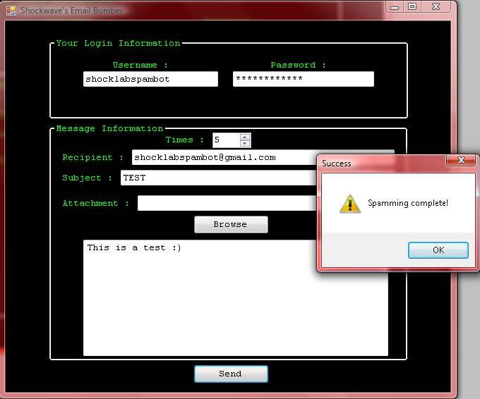 Shockwave Email Bomber v1.0 Email2