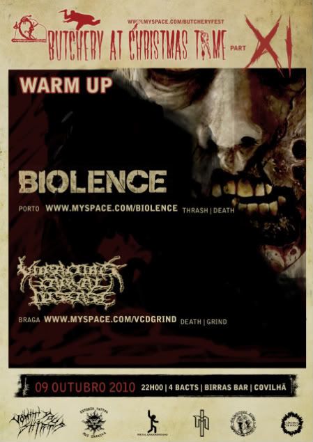 2010.10.09 - BUTCHERY AT CHRISTMAS TIME , Warm Up Session - BIOLENCE + VORACIOUS CARNAL DISEASE  - Birras Bar Covilh Warmup1copy