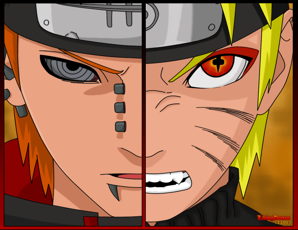  |•| أنا لست ذاك الشيء ، أنا أوزماكي ناروتو الذي سيصبح هوكاجي..‼ |•| Naruto_Vs__Pain___Wallpaper_by_Livi