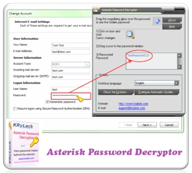 استعادة كلمات المرور المفقودة KRyLack Asterisk Password Decryptor 3.01.95 1eff224d521c6bde2cfda1ddb5780a00