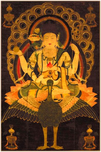 Maha Mayuri Vidya Rajni Suttram Peacock-myo-o-mahamayuri-natl-treasure-heian-era-Tokyo-natl-museum