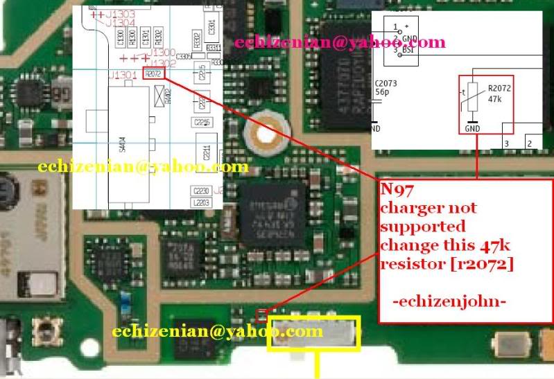 47k resistor [btemp] location in some NOKIA units:. N97