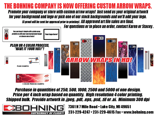 Bohning Now Offering Customized Arrow Wraps CustomWraps1