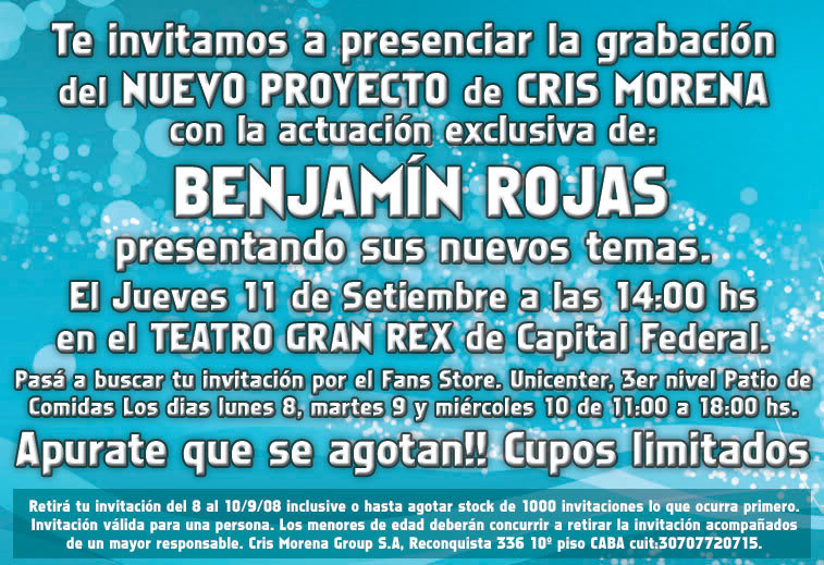 Benja Rojas in Gran Rex Invitacion_exclusiva1