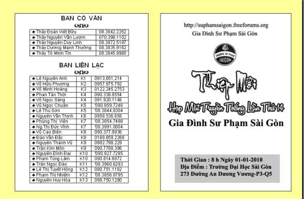 Thư Mời Họp Mặt lần Thứ 14 Năm 2010 TMDM02