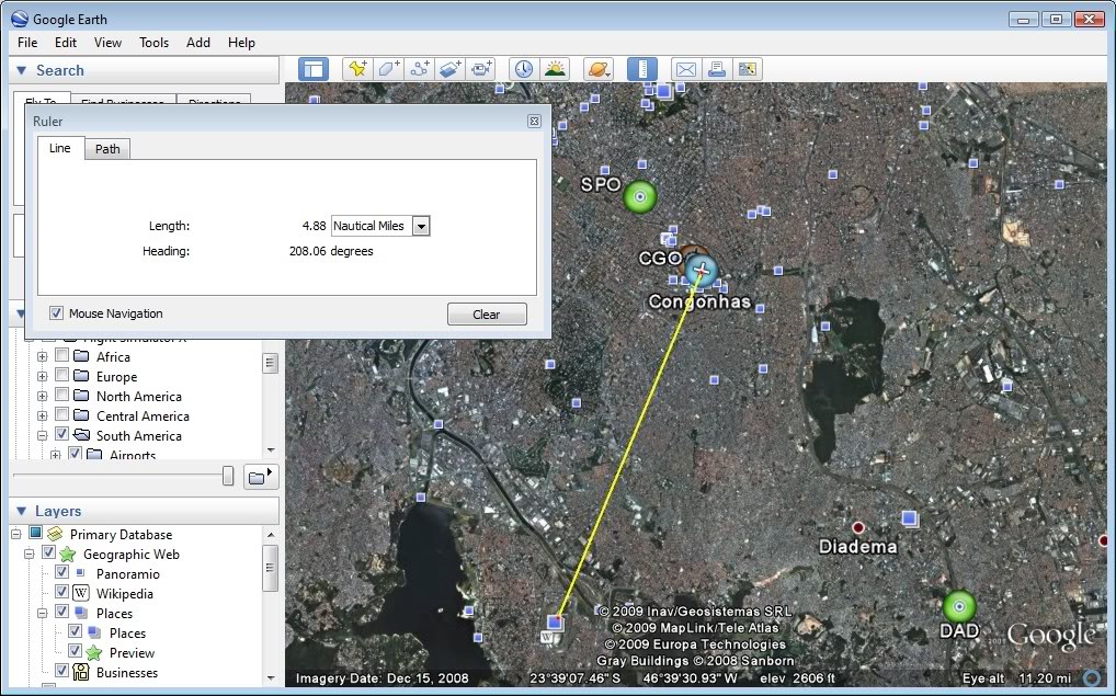 NAVAids (Auxílios de Navegação) do FSX no GoogleEarth FSXGE