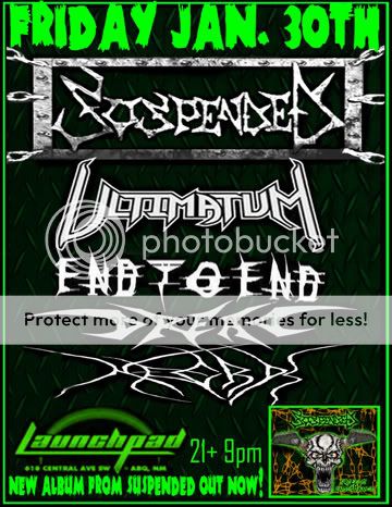 Ultimatum & Suspended JAN 30th, Albuquerque TONIGHT! Jan30thFlyer