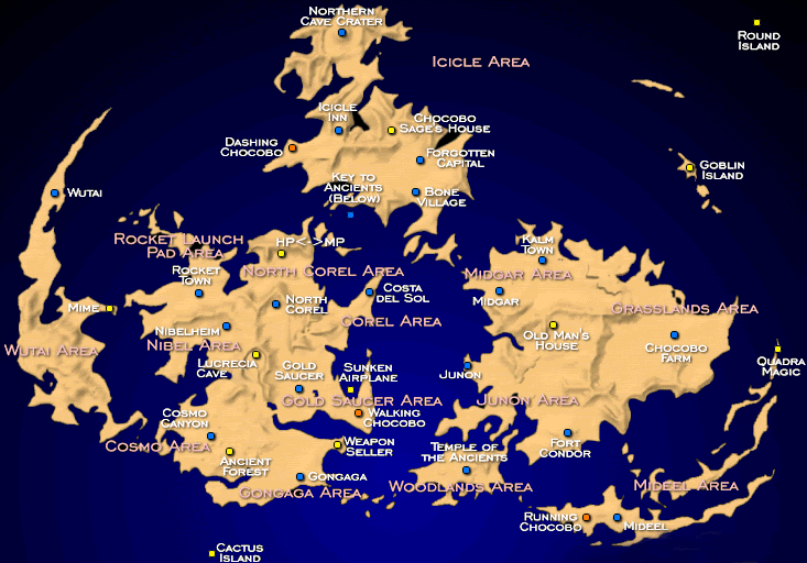 Informations générales sur Final Fantasy VII + chronologie Map