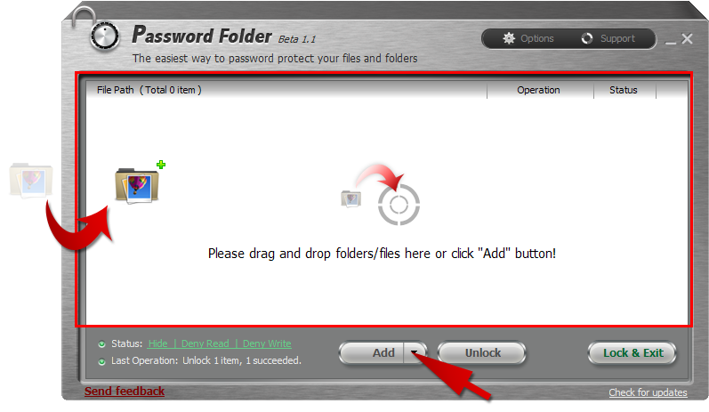 IOBit Password Folder Beta 1.1 đặt khóa bảo vệ cho thư mục "tuyệt mật" DropaNdrap
