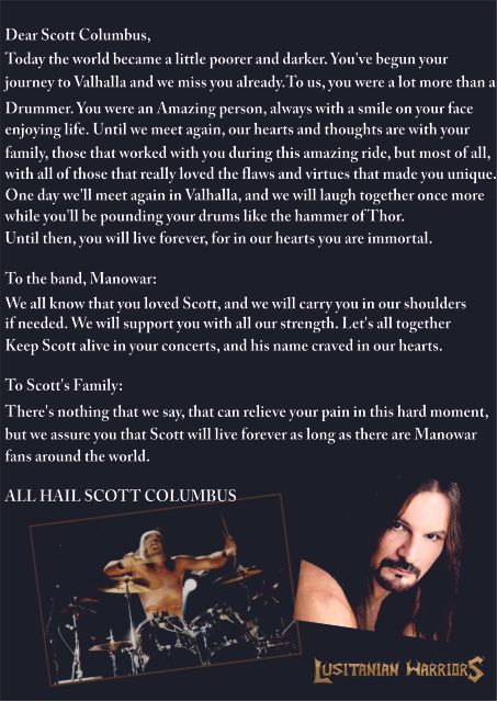 Scott Columbus (Manowar) RIP Scott