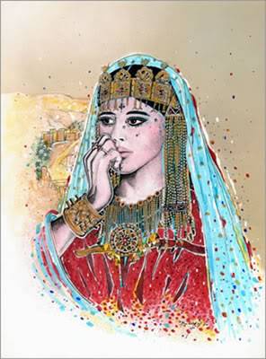 ابداع رسام - لباس المرأة الجزائرية- Geste_chaouia