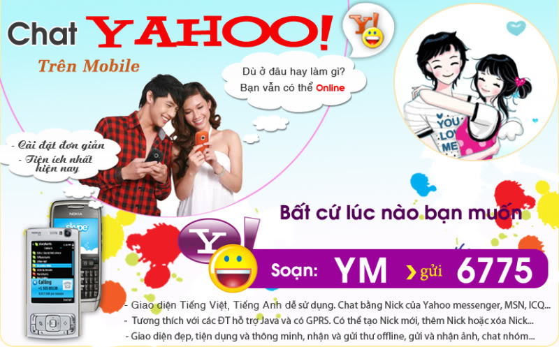 Phần mềm Yahoo CHAT cho điện thoại với những tính năng và hình ảnh vượt trội. Chat6775