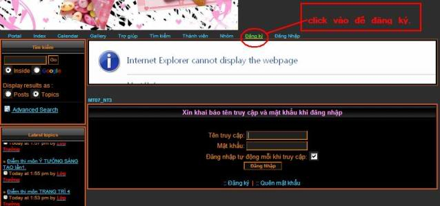 CÁCH ĐĂNG KÝ THÀNH VIÊN VÀO DIỄN ĐÀN LỚP NT3.TK. Bc1