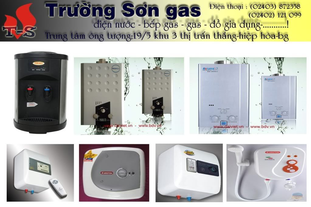 Cửa hàng TRƯỜNG SƠN GAS thông báo: Binhnuocnong