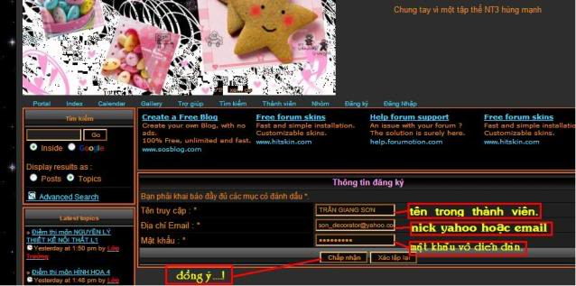CÁCH ĐĂNG KÝ THÀNH VIÊN VÀO DIỄN ĐÀN LỚP NT3.TK. Buoc3