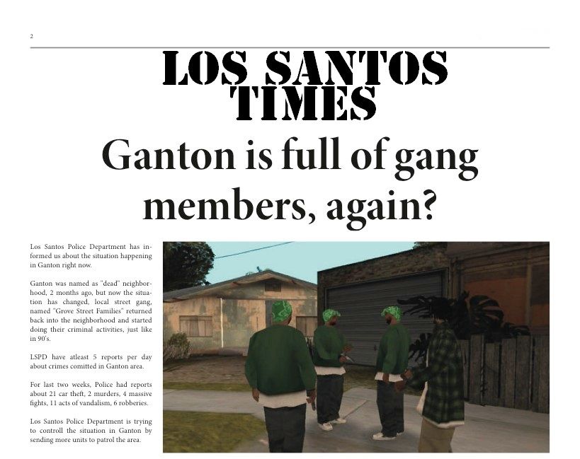 Los Santos Times: Ganton is full of gang members, AGAIN? 2-9