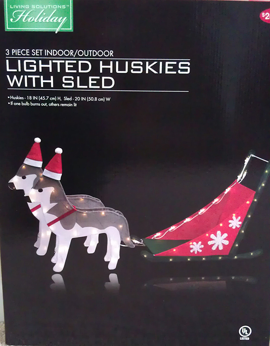 Lighted 2 Huskies and sled H1