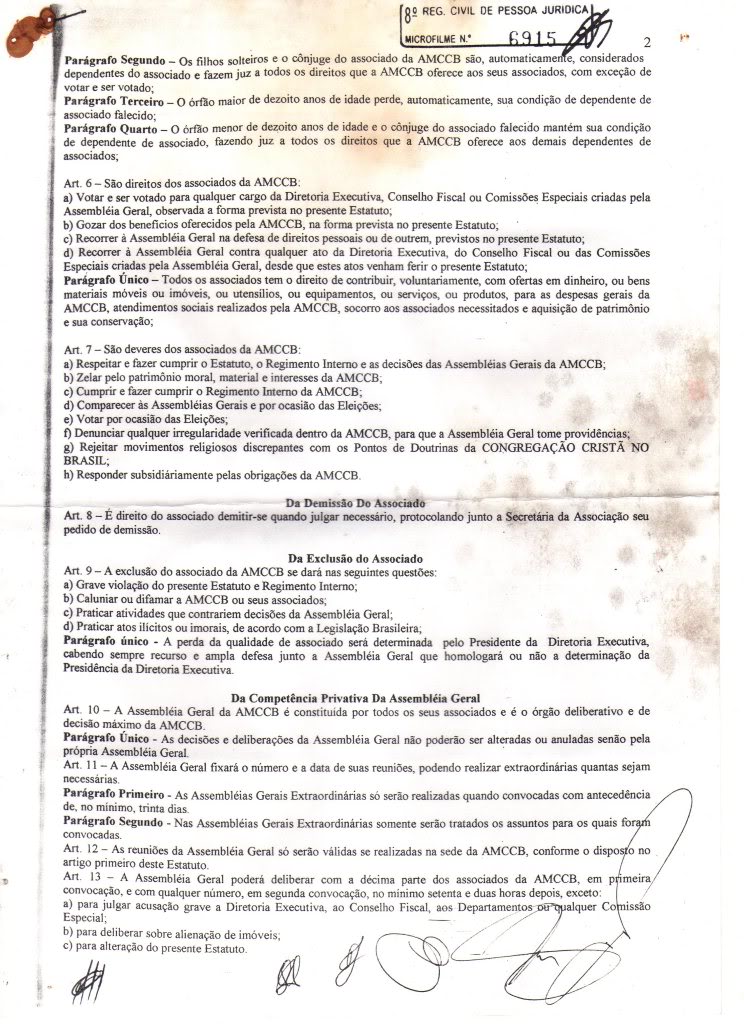 ESTATUTO DA AMCCB. SE NÃO HOUVE MODIFICAÇÃO... ESTE É O SEU ESTATUTO ORIGINAL DE 1º DE JUNHO DE 2004. Img141