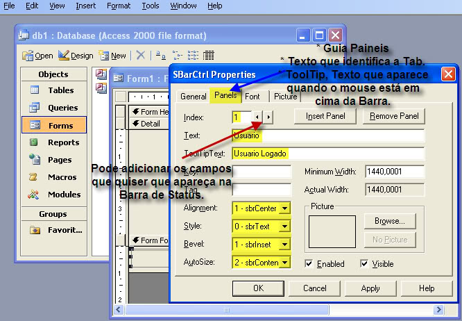 Barra de Status no Formulario 004_Barra