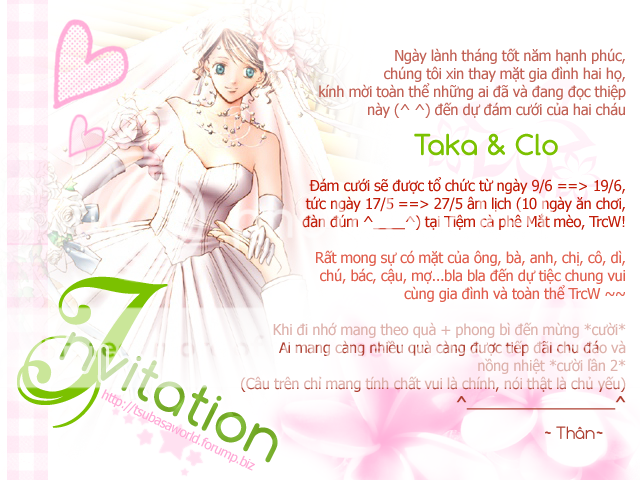 Mời mọi người tham dự đám cưới của Taka và Clo Invitation2