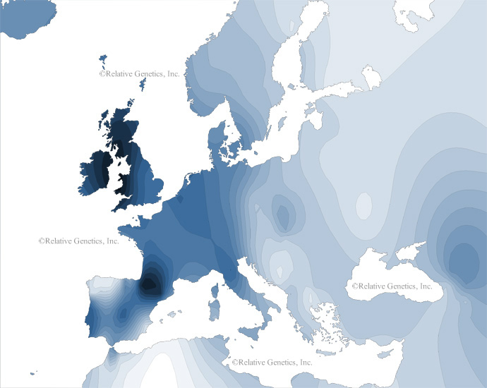 Distribuzione dei miei aplogruppi genetici YdnaR1b-1