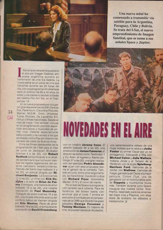 Nota sobre I-Sat (Revista Clak, Junio 1993) Clakjun93