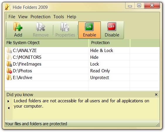 Hide Folders 2009 Hfmain