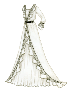 Ostara (Closed) White-dressing-gown-with-black-lace