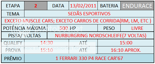 [CAMPEONATO ON] GT5 - Garage Cup -  CALENDÁRIO ETAPA2