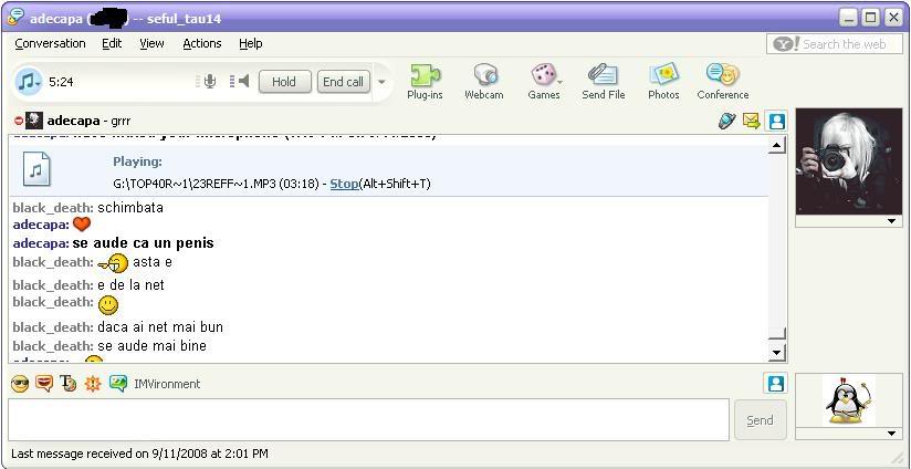 Muzica in yahoo messenger in timpul unei convorbiri 5-2