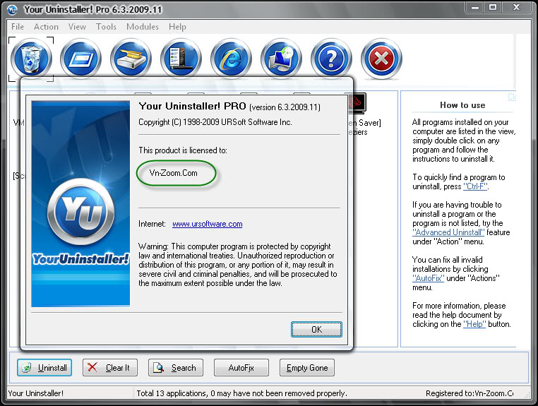 Your Uninstaller! PRO 6.3.2009.11 - Gỡ bỏ ứng dụng tốt nhất YU09