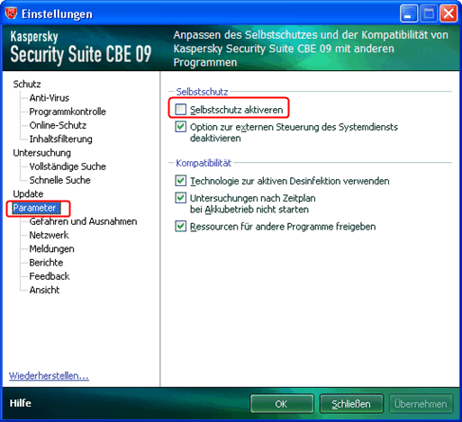 Miễn phí Kaspersky Internet Security 2009 bản quyền trọn đời! Uncheck-self-defense-CBE