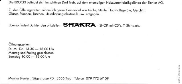 Offizieller Shakra-Fanshop in Trub Postkart-rueck