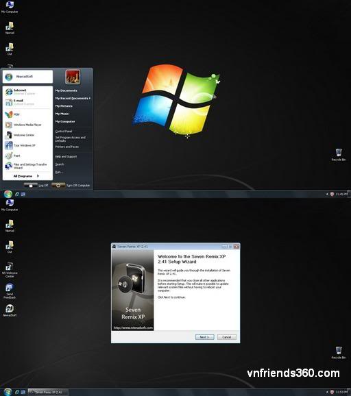 Seven Remix XP 2,4 phiên bản mới nhất của phần mềm giao diện hoàn toàn tương tự windows7 Seven_Remix_XP_2_4B