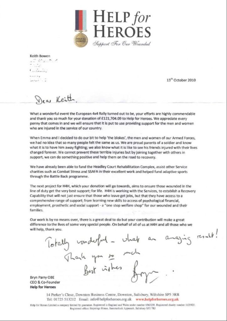 Letter received from Bryn Parry at Help for Heroes Bryn_Letter01