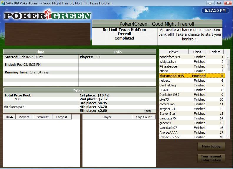 Final Table at Poker4Green FinalTableatPoker4Green02-02-11