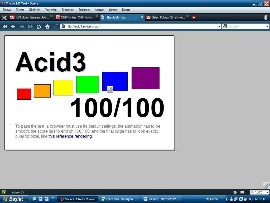 Neden Opera Kullanıyorum? Acid3