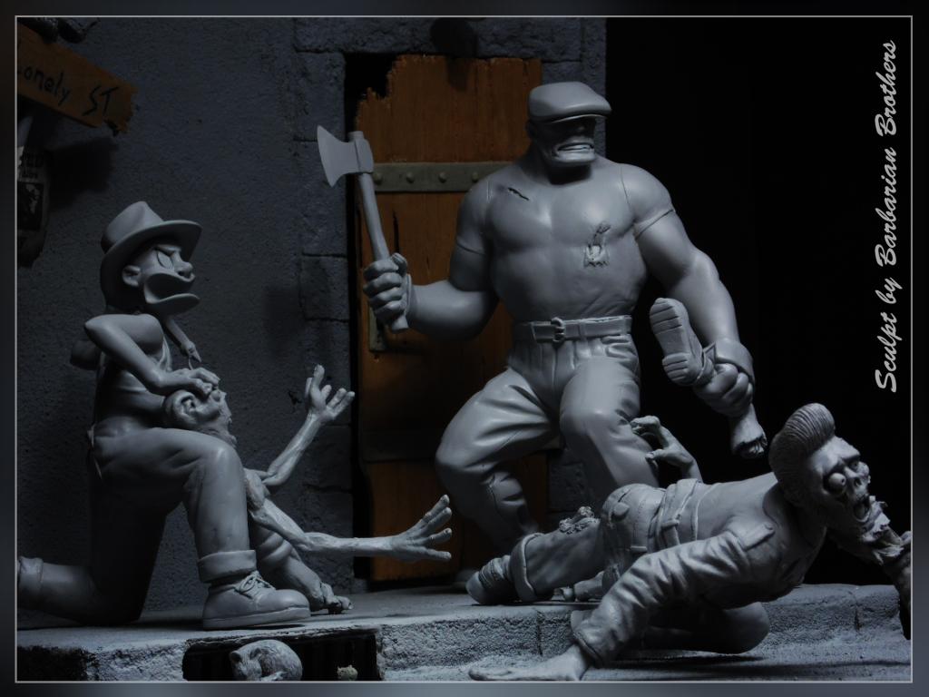 Diorama "Franky et le Goon contre les zombies" 3