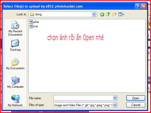 Cách đưa ảnh lên diễn đàn 3-Open