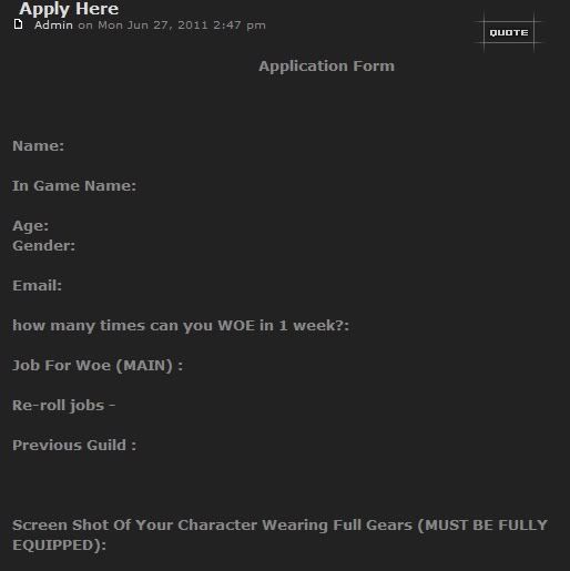 Guides On How to Apply An put the In game Pics! Form