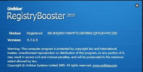 Uniblue RegistryBooster 2010 4.7.6.9 Crack Full - Sửa lỗi Registry 44