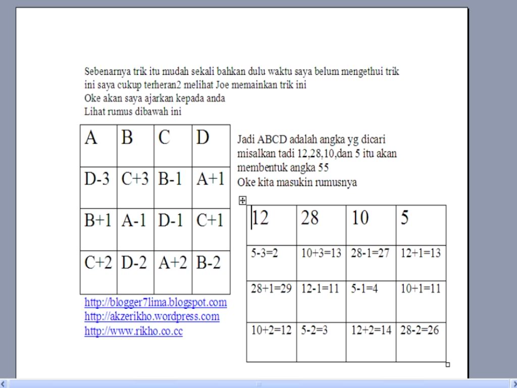 cara magic square Angka2