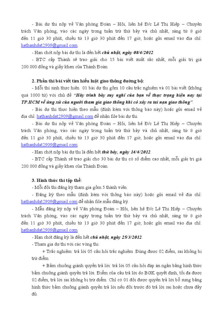 Hội thi “Tuổi trẻ thành phố với văn hóa giao thông” Năm 2012 TuoitretpvoiVHGT2