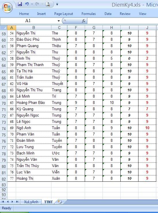 DIEM THI LAN I HOC KY II 2008-2009 TTNT4