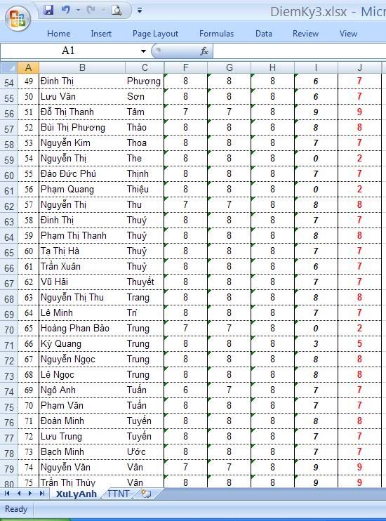 DIEM THI LAN I HOC KY II 2008-2009 XLA3